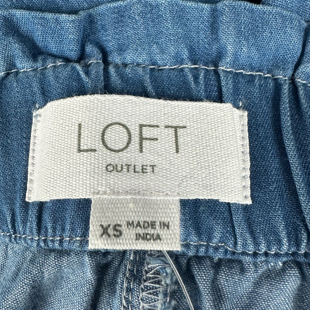 LOFT Medium Blue Denim Tie-Waist Shorts - Picture 4 of 6